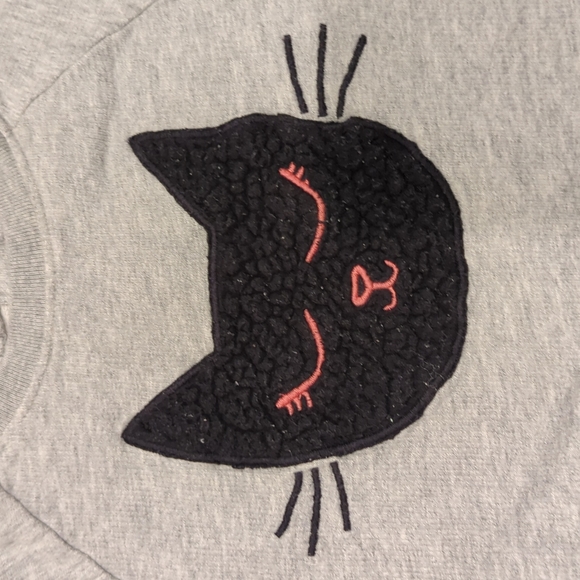 Baby Gap Sweatshirt Dress, Gray with Black Kitty Face, Size 2 years - Picture 2 of 4